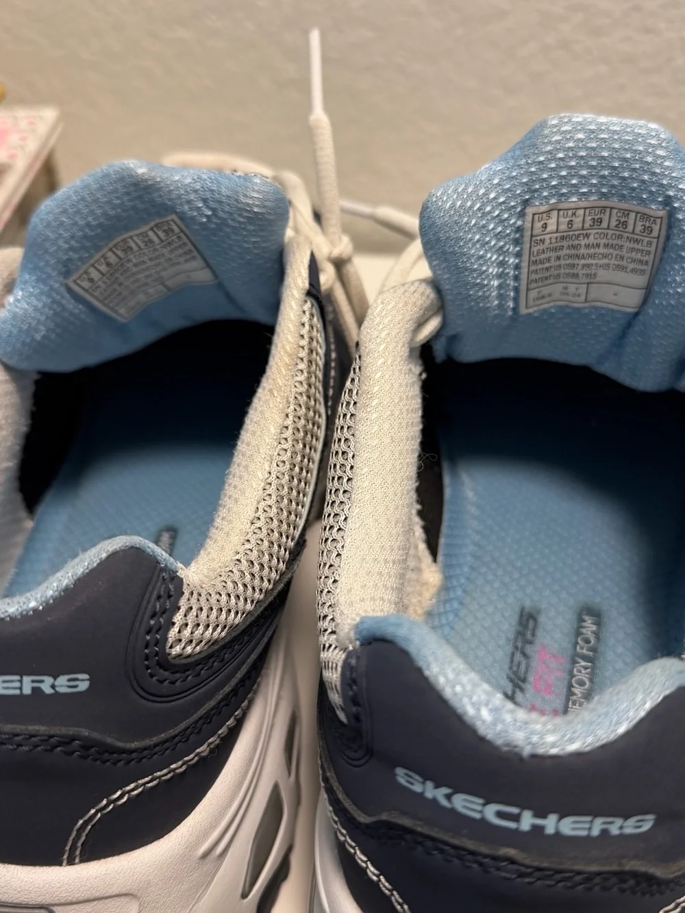 Skechers D'Lites Navy and White Sneakers - Picture 8 of 9
